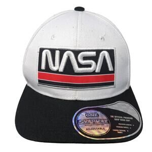 NASA Snapback Hat White One Size Adjustable Embroidered Colorblock